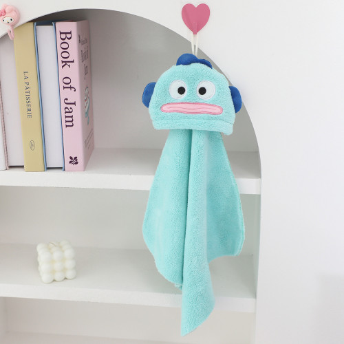 卡通珊瑚絨擦手巾可掛式加厚廚房抹布衛生間速乾強吸水小毛巾手帕