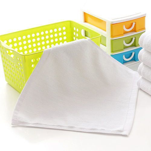 10條廚師手布正方形純棉毛巾廚房吸水餐廳KTV抹布不掉毛加厚白色