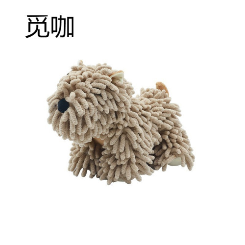 卡通小狗雪尼爾擦手巾萌趣多功能家用卡通動物創意擦手巾柔軟可愛