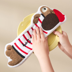 英國FGODA卡通可愛刺綉臘腸狗擦手巾衛生間可掛式吸水不掉毛手帕