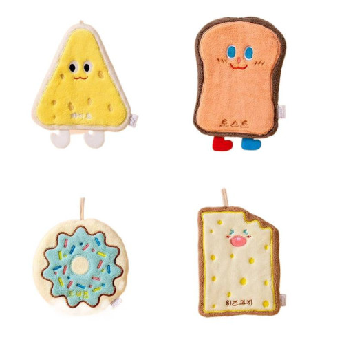 可愛擦手巾廚房擦手毛巾掛式衛生間吸水三層加厚抹布家用兒童手帕