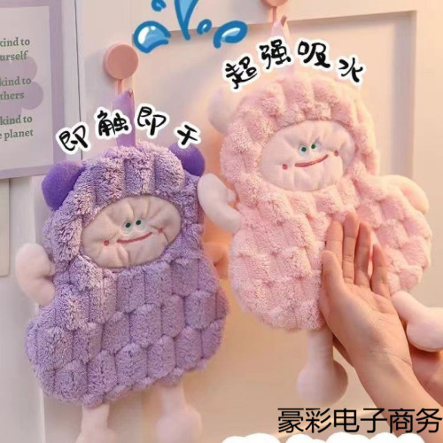 廚房手巾掛式加厚速乾吸水卡通可愛方巾兒
