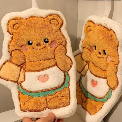 黃油小熊擦手巾掛式廚房浴室吸水速乾毛巾兒童手帕抹布不毛