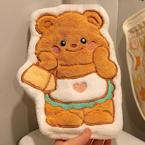 黃油小熊擦手巾掛式廚房浴室吸水速乾毛巾兒童手帕抹布不毛