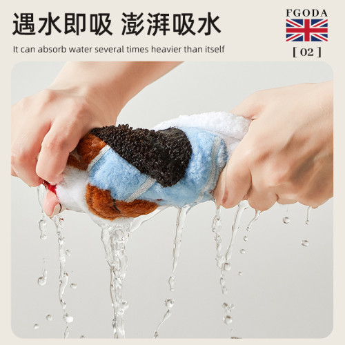 臘腸狗擦手巾可愛刺綉卡通可掛式擦手巾不掉毛強吸水廚房衛生間