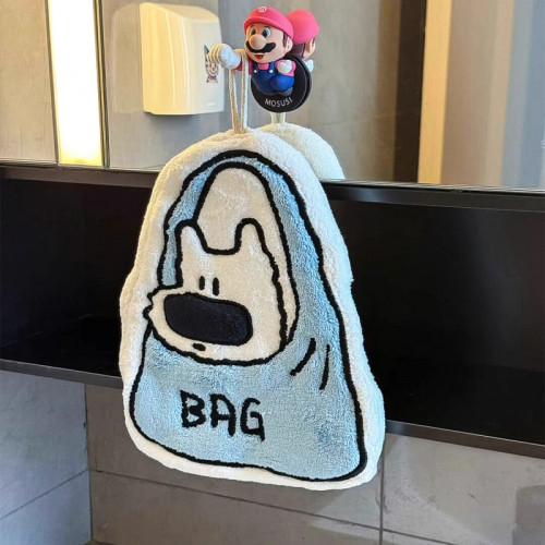 可愛小狗擦手巾珊瑚絨掛式吸水毛巾衛生間洗手帕家用