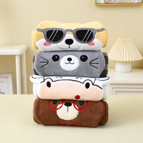 網紅擦手巾掛式可愛洗手巾兒童洗澡浴巾大尺寸可愛貓咪30/80CM