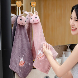 加厚卡通掛式超強吸水可愛擦手巾廚房衛生間家用搽手帕毛巾速乾