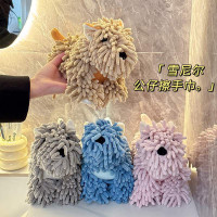 可愛卡通雪尼爾小狗公仔廚房衛生間吸水擦手球毛巾掛式擦手巾