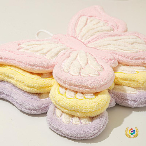 ✅擦手巾可掛式珊瑚絨蝴蝶高顔值卡通加厚柔軟廚房衛生間吸水毛巾