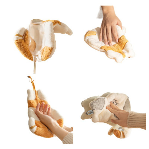 貓咪擦手巾掛式洗手巾兒童可愛珊瑚絨毛巾廚房吸水加厚手抹布