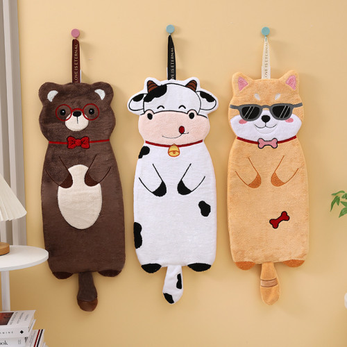 大號擦手巾卡通長條衛生間廚房可掛式珊瑚絨吸水抹布來圖異形