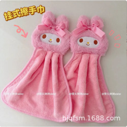 可愛卡通美樂蒂珊瑚絨掛式擦手巾家用廚房抹布衛生間吸水毛巾手帕