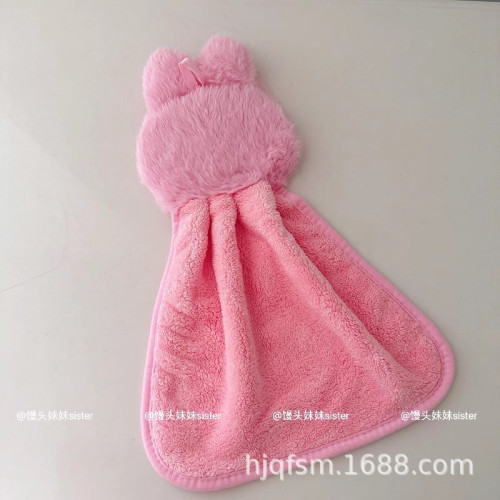 可愛卡通美樂蒂珊瑚絨掛式擦手巾家用廚房抹布衛生間吸水毛巾手帕