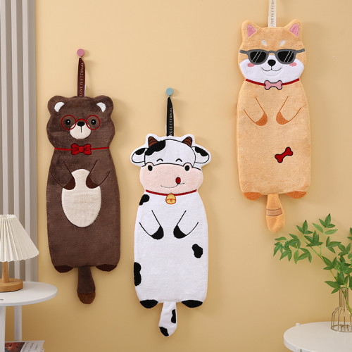 可愛擦手巾抹布吸水掛式毛絨加厚衛生間擦手帕毛巾洗手小方巾