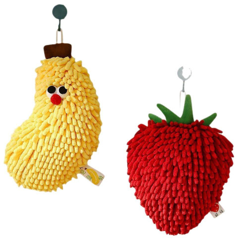 創意水果寓意雪尼爾擦手球創意廚房掛式擦手巾吸水速乾擦手小毛巾