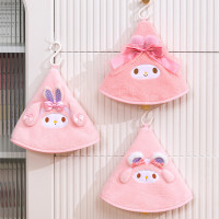 可愛珊瑚絨擦手巾卡通手帕可掛式加厚家用廚房抹布衛生間吸水毛巾