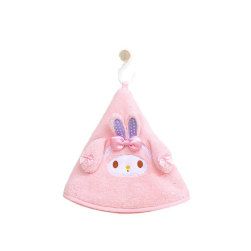 可愛珊瑚絨擦手巾卡通手帕可掛式加厚家用廚房抹布衛生間吸水毛巾