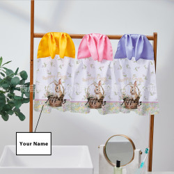 專屬款卡通可愛兔子可掛式家用戶外幼兒園吸水擦手巾