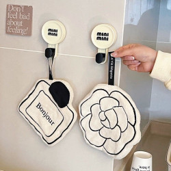 法式擦手巾掛式吸水加厚可愛創意廚房洗手巾珊瑚絨網紅小毛巾