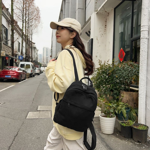 小後後背包女2024新款帆布小巧韓版潮雙肩包百搭休閒旅行輕便平板書包