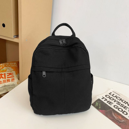 小後後背包女2024新款帆布小巧韓版潮雙肩包百搭休閒旅行輕便平板書包