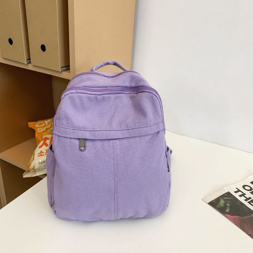 小後後背包女2024新款帆布小巧韓版潮雙肩包百搭休閒旅行輕便平板書包