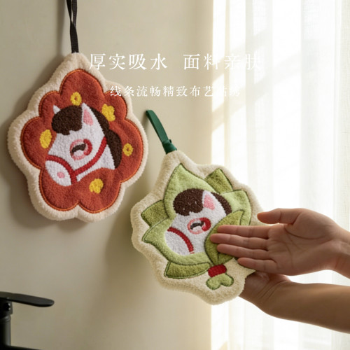 可愛擦手巾掛式吸水加厚衛生間擦手帕毛巾小方巾廚房抹布卡通速乾