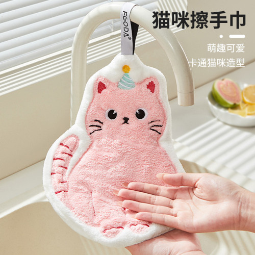新款擦手巾家用可愛卡通貓貓款便捷可掛式雙層加厚速乾吸水擦 新款擦手巾家用可愛卡通貓貓款便捷可掛式雙層加厚速乾吸水擦