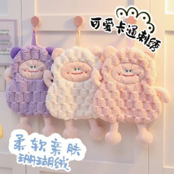 廚房手巾掛式加厚速乾吸水卡通可愛方巾兒超細纖維包邊顯之信