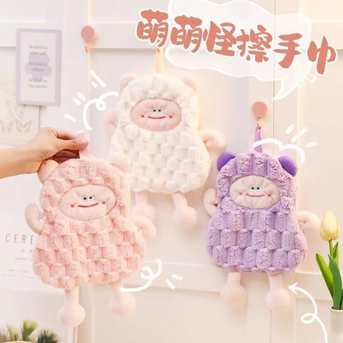 廚房手巾掛式加厚速乾吸水卡通可愛方巾兒超細纖維包邊顯之信