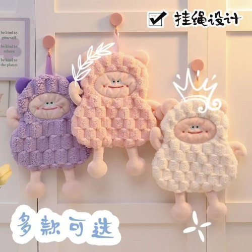 廚房手巾掛式加厚速乾吸水卡通可愛方巾兒超細纖維包邊顯之信