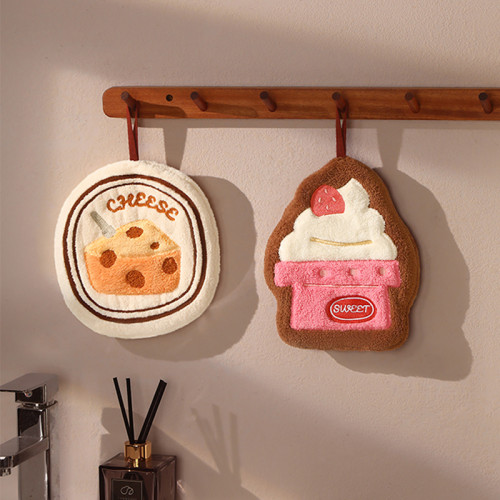 可愛擦手巾掛式吸水加厚衛生間卡通擦手帕毛巾洗手小方巾廚房抹布