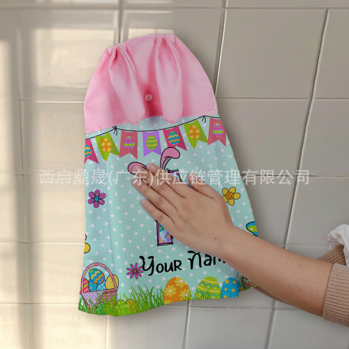 獨立站熱升華卡通印花幼兒園姓名兒童擦手巾家用掛式擦手巾