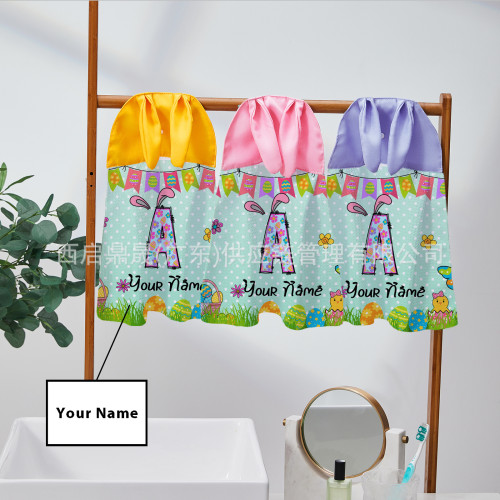 獨立站熱升華卡通印花幼兒園姓名兒童擦手巾家用掛式擦手巾