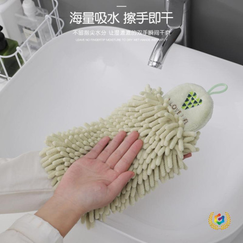 ǒ抖播雪尼爾擦手巾 廚房衛生間壁掛式毛巾吸水速乾擦手毛巾