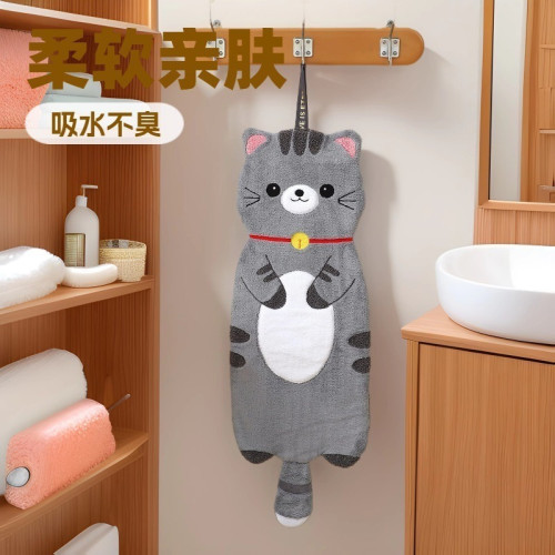 超大新款可愛萌趣動物掛式擦手擦腳珊瑚絨廚房浴室柔軟吸水大毛巾