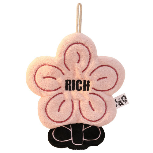 rich有錢花珊瑚絨加厚擦手巾廚房掛式兩用毛巾吸水速乾方巾不掉毛