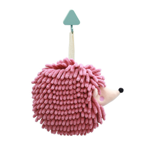 卡通刺蝟雪尼爾擦手巾 動物可愛掛式擦手球 擦手毛巾