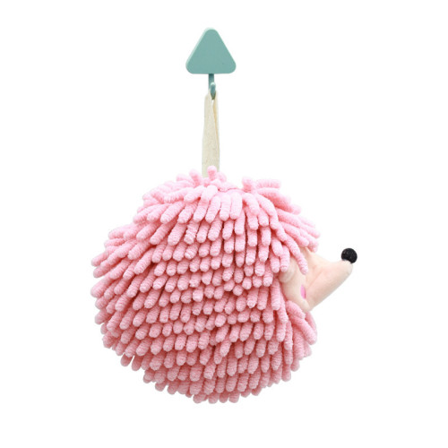 卡通刺蝟雪尼爾擦手巾 動物可愛掛式擦手球 擦手毛巾