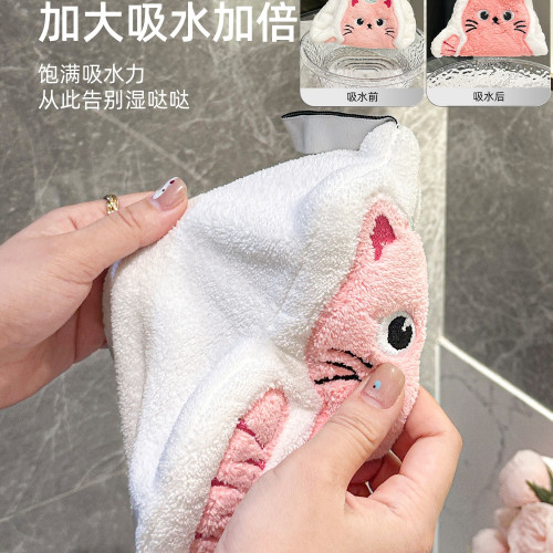 可愛擦手巾可掛式吸水加厚不掉毛小方巾廚房家用速乾搽手巾小毛巾