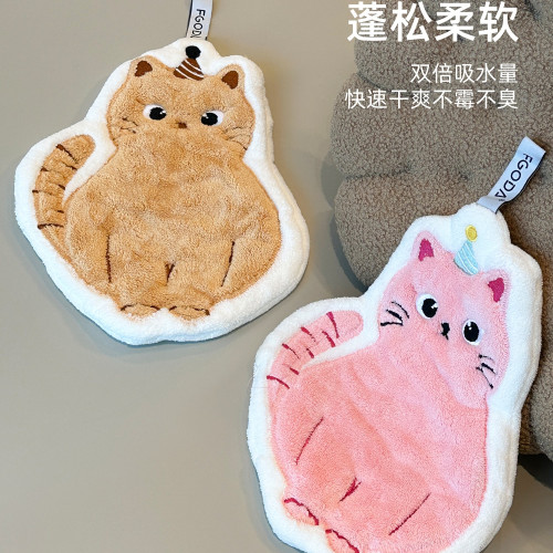 可愛擦手巾可掛式吸水加厚不掉毛小方巾廚房家用速乾搽手巾小毛巾