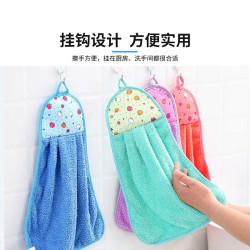 VLEN 擦手巾 珊瑚絨掛式清潔巾 去污吸水手巾 長38cm 寬28cm 5條