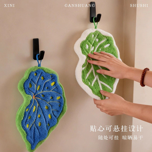 新中式刺綉擦手巾掛式可愛浴室吸水毛巾廚房加絨抹布加厚手帕隨身