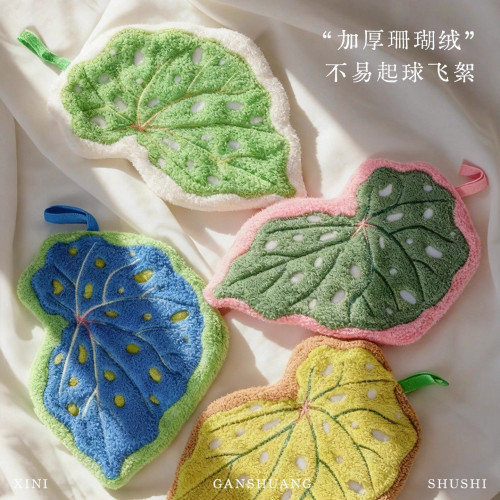 新中式刺綉擦手巾掛式可愛浴室吸水毛巾廚房加絨抹布加厚手帕隨身