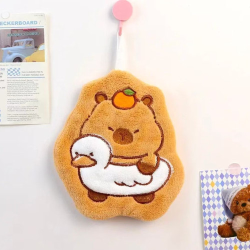 珊瑚絨擦手巾可掛式防臭廚房吸水擦手巾卡通可愛擦手毛巾