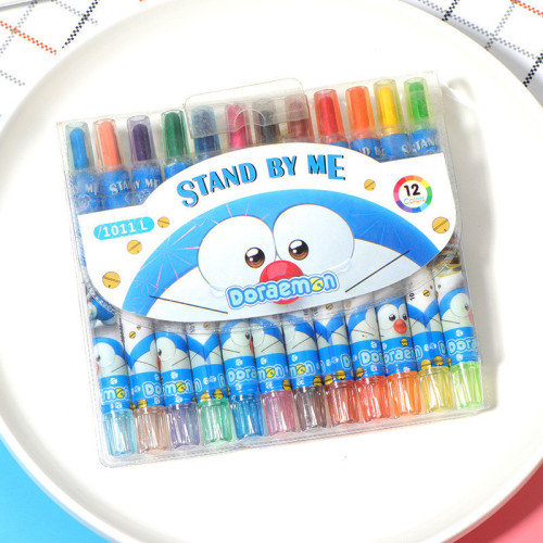 庫洛米旋轉蠟筆油畫棒不髒手12色塗畫筆卡通小學生兒童彩色繪畫筆