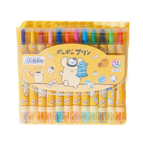 庫洛米旋轉蠟筆油畫棒不髒手12色塗畫筆卡通小學生兒童彩色繪畫筆