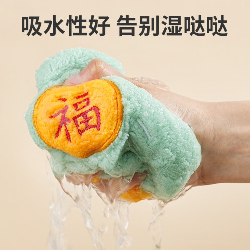 新款可掛式花朵擦手巾雙層加厚吸水速乾毛巾廚房浴室抹手布