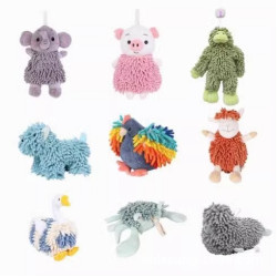 全新雪尼爾加厚吸水毛絨動物擦手巾康樂屋掛式卡通可愛擦手球公仔